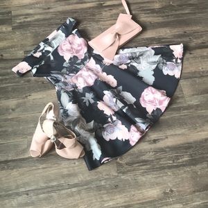 A floral mid length dress